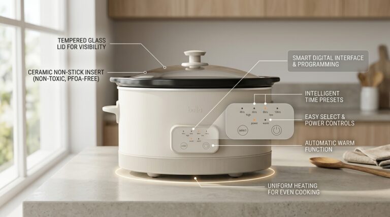 The Bella SAVOR 6-Quart Programmable Slow Cooker in Oatmilk